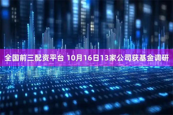 全国前三配资平台 10月16日13家公司获基金调研